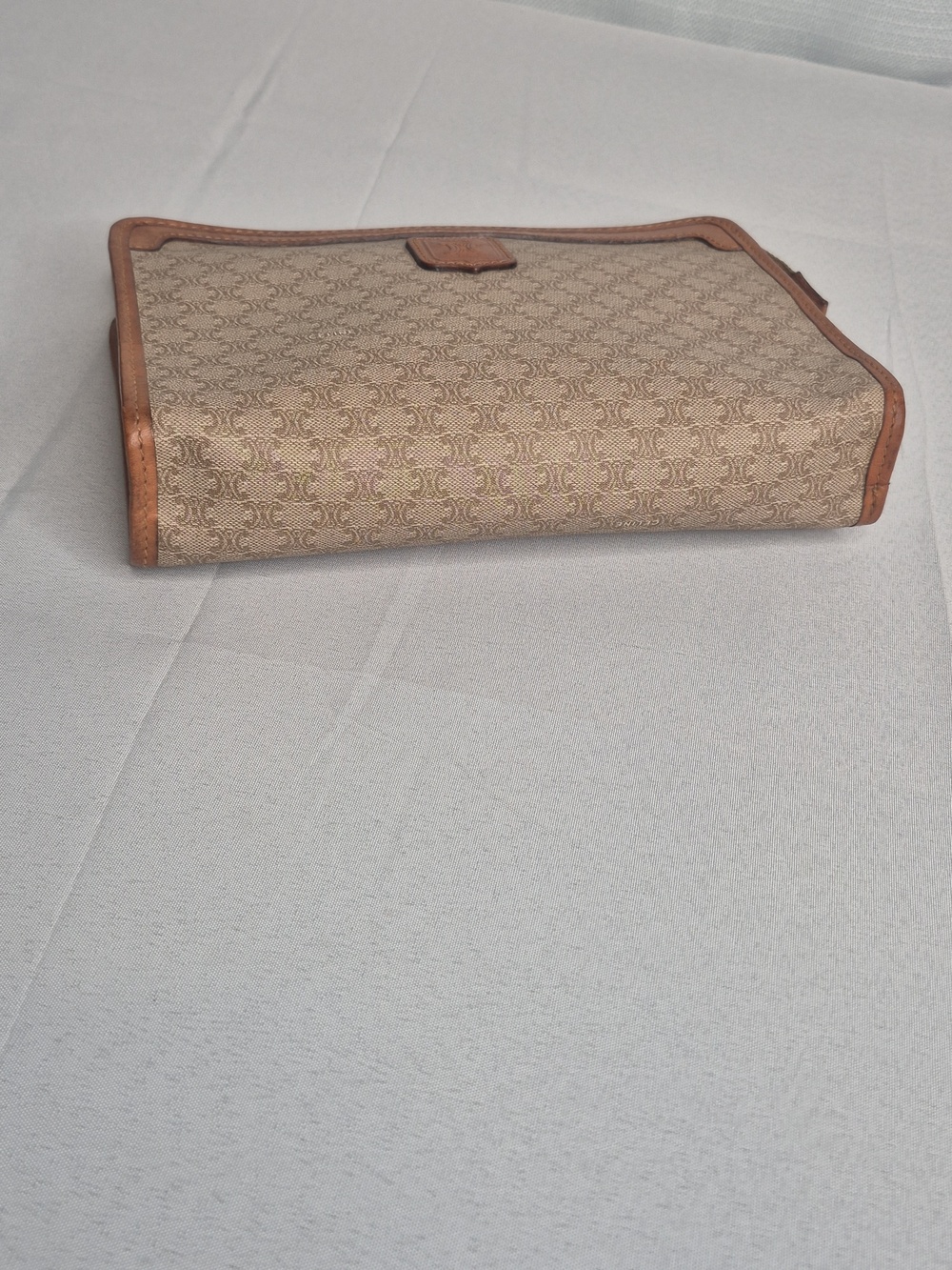 Celine Small Beige Canvas Pouch Toiletry Bag with Tan Leather Trim UNISEX - Picture 10 of 17